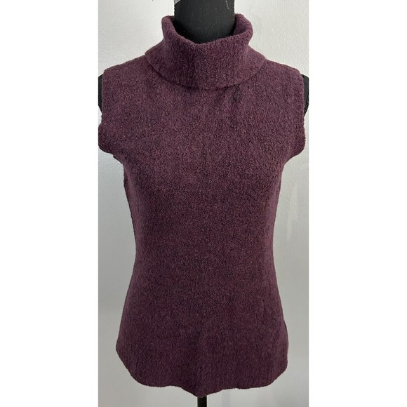 Field Manor Womens XL Vintage Purple Sweater Vest Sleeveless Knit Turtleneck - Picture 1 of 5